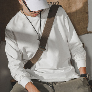 打底衫 学生圆领潮牌宽松上学大码 T恤男秋季 外出多备基础纯棉长袖