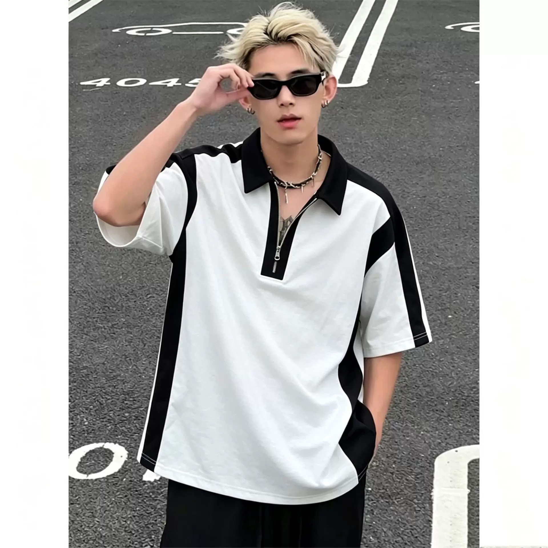 纯棉男款痞帅高级感短袖衫图片