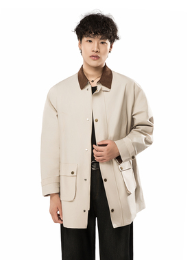 Simple R【复古军事】日系风工装外套男女宽松猎装夹克情侣中长款