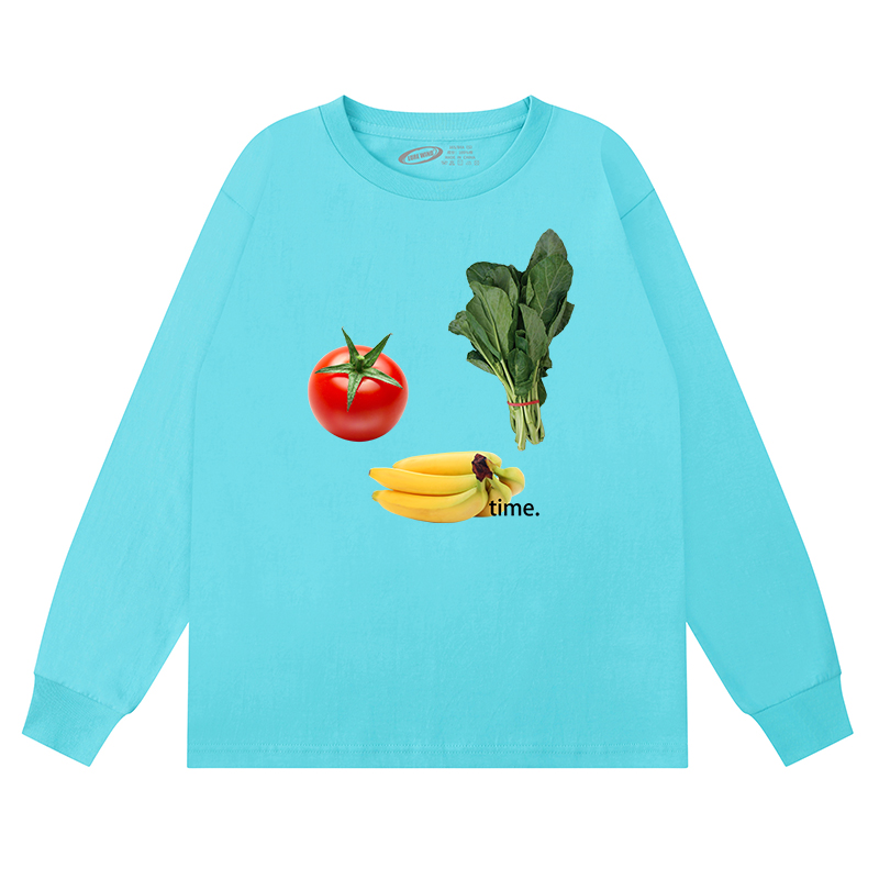 LURE WIND菠菜西红柿香蕉 原创插画印花纯棉长袖T恤休闲情侣上衣