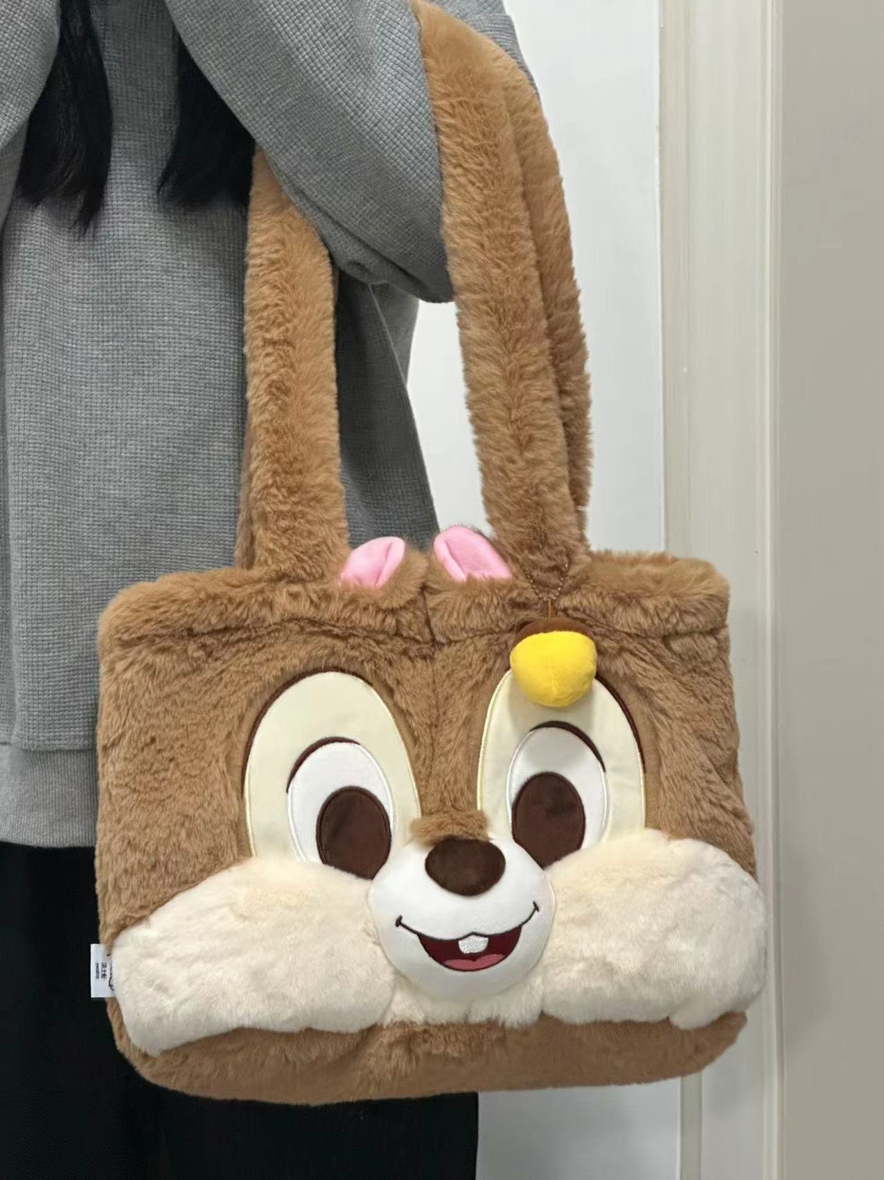 迪士尼大容量毛绒单肩包