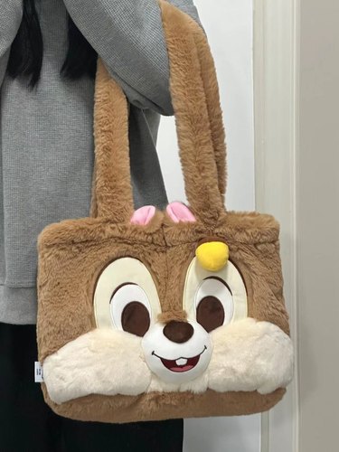 迪士尼大容量毛绒单肩包