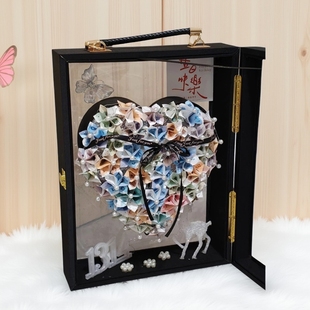 情人节DIY爱心手提亚克力创意花盒生日礼物心型有钱花礼盒