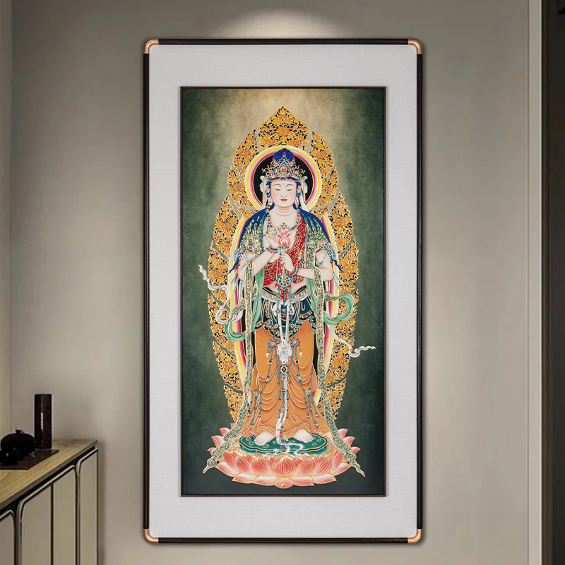 手工錾刻观音菩萨铜雕挂画家用风水招财保平安佛画装饰画供奉禅意