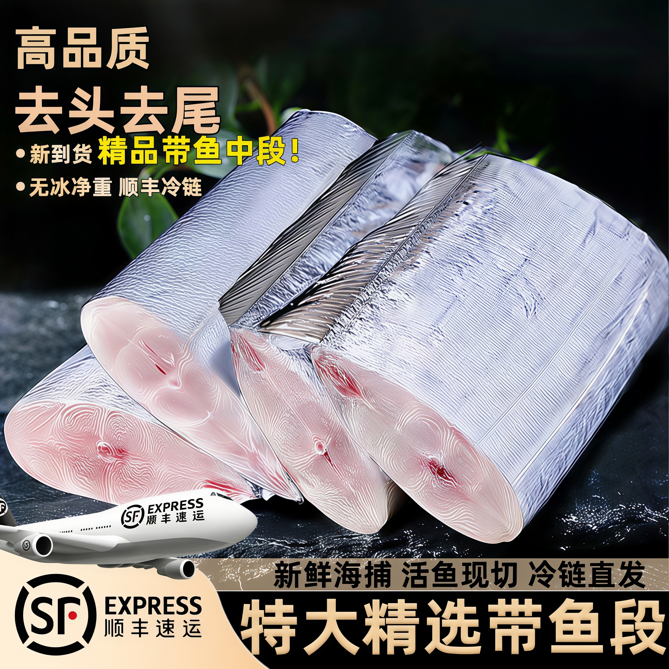 带鱼段冷冻中段小眼带鱼特大批发