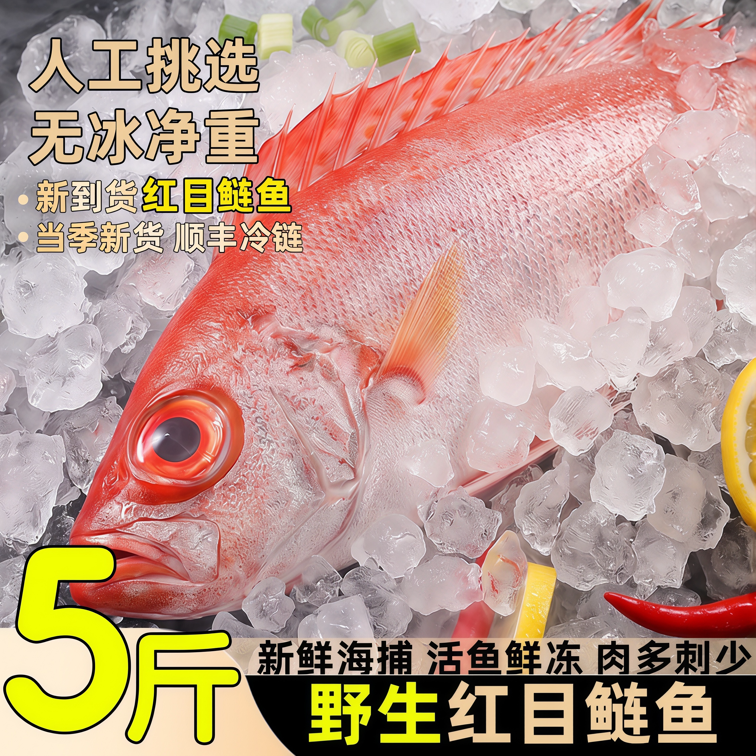 红目鲢大眼鸡鱼鲜活冷冻海鲜打冷鱼饭海鲜水产红目良鱼顺丰商用
