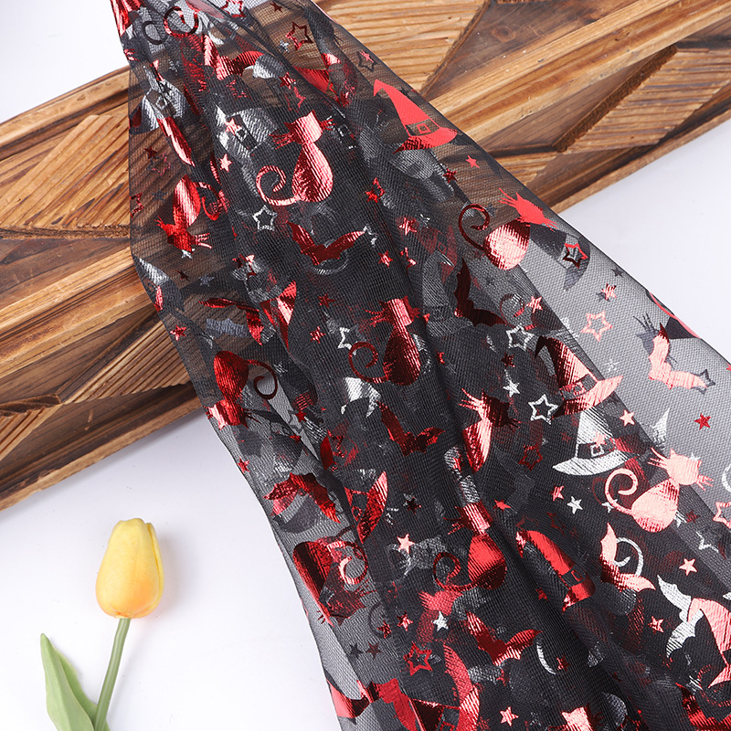 舞台服面料单色烫金纱万圣节服装布料纱裙童装网眼布花边