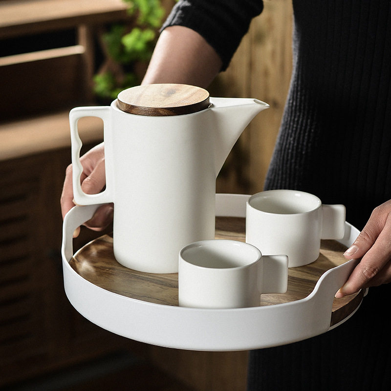 荔枝海陶瓷水具套装简约陶瓷咖啡茶具茶杯家用瓷器茶具咖啡杯