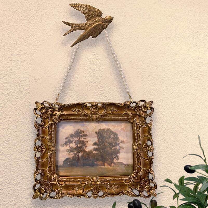 欧式美式复古怀旧金色镂空相框法式古典照片客厅摆台创意摆件