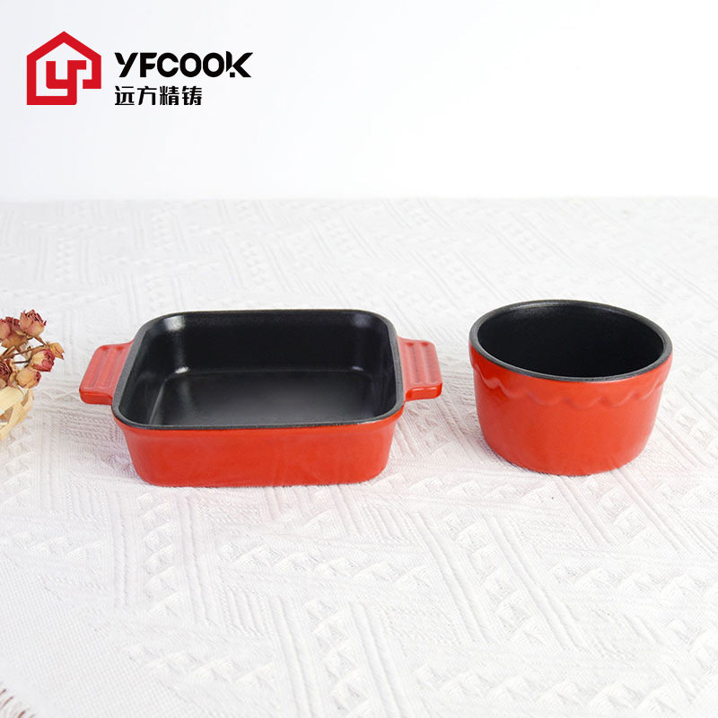 YFcook珐琅铸铁锅无涂层不粘煎蛋小锅搪瓷小碗平底小煎盘锅具
