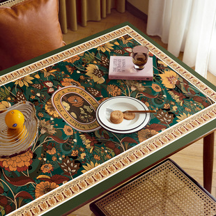 轻奢复古感皮革硅胶桌布防烫防水防油免洗餐桌垫茶几垫长方形