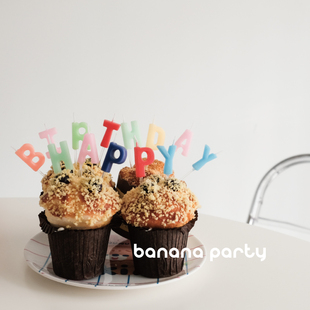 ins风HAPPY BIRTHDAY英文字母生日蛋糕蜡烛彩色装扮插件甜品装饰