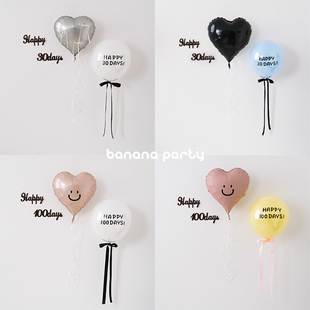 宝宝满月百天仪式感庆祝波波球爱心气球毛毡字母装饰场景拍照布置