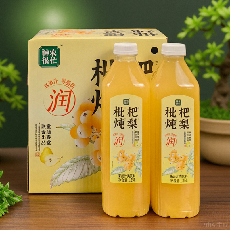 盼盼神农很忙枇杷炖梨果蔬汁饮料冰糖雪梨果汁金银花水饮品1.25L