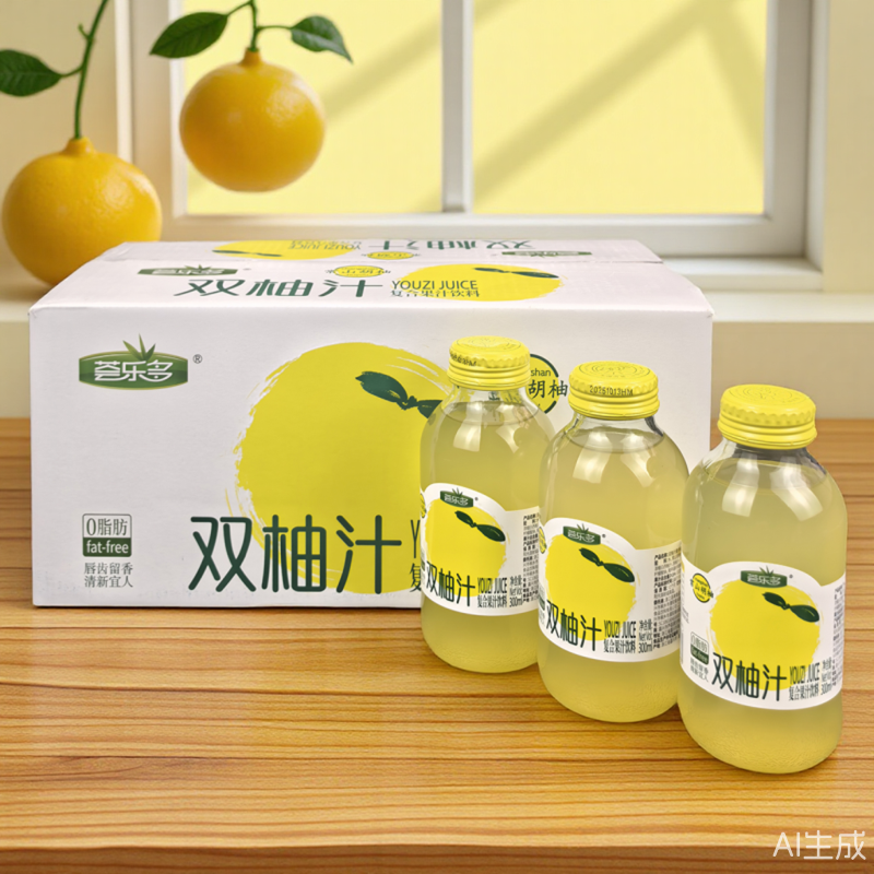 荟乐多双柚汁西柚汁饮料常山胡柚汁300ml*12瓶玻璃瓶复合果汁饮品