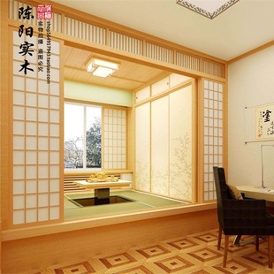 实木日式推拉格子门榻榻米移门隔断门和室门樟子纸门窗采耳民宿门