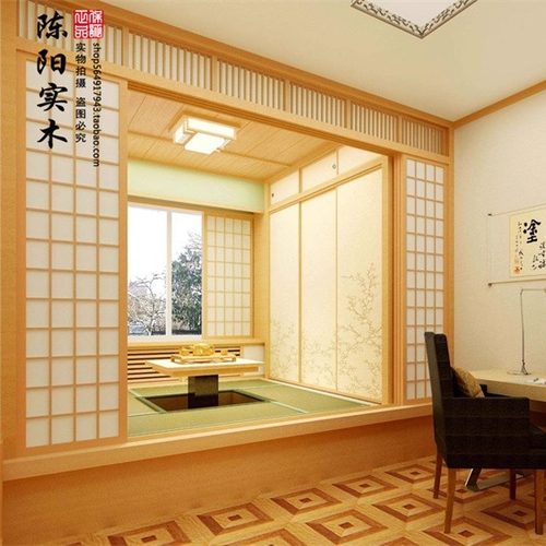 实木日式推拉格子门榻榻米移门隔断门和室门樟子纸门窗采耳民宿门 - 封面