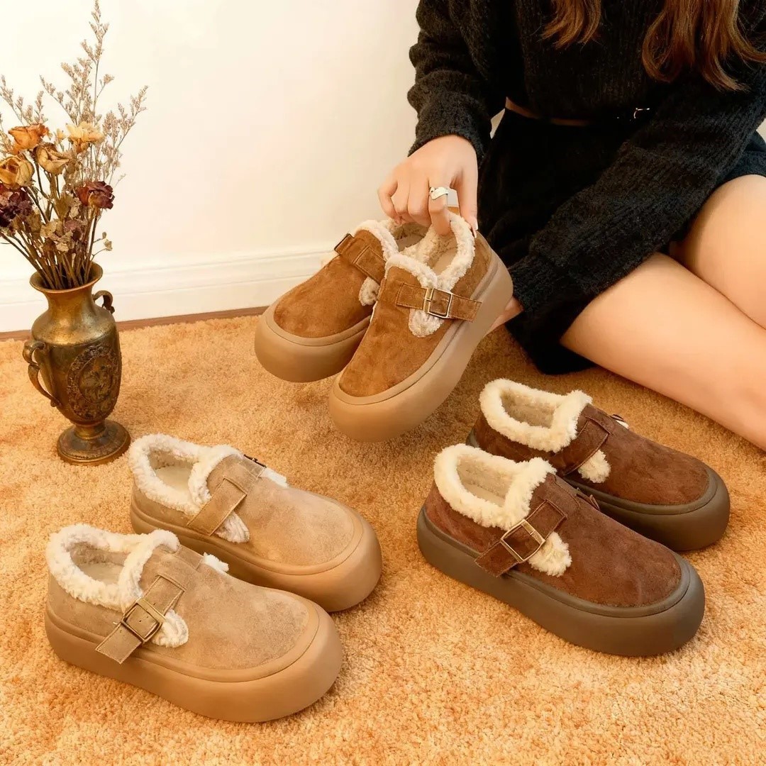 厚底棉鞋女2025秋冬新款加绒保暖