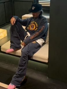 美式复古运动套装男春秋新款宽松休闲卫衣卫裤两件套潮牌痞帅外套