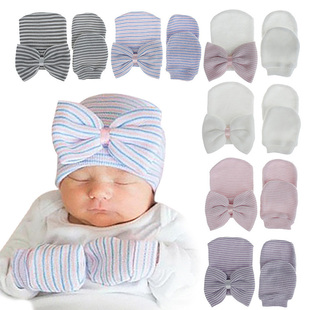 Winter Baby Cap Soft Infant Bonnet Hat Gloves Set 10 Colors