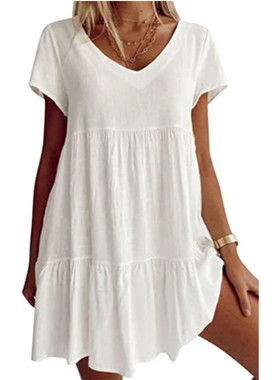 2022 women's loose casual short sleeve tunic elegant dress