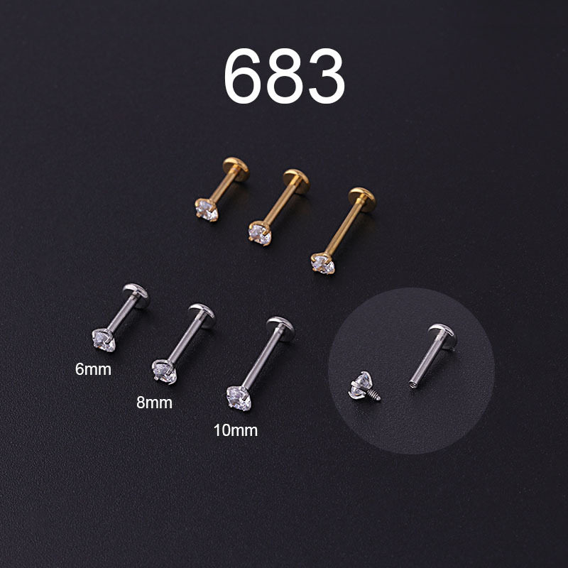 3MM圆锆石内牙唇钉16Gx6/