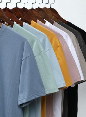 Men T-Shirts Cotton Basic Tshirts Male Plain Solid Black