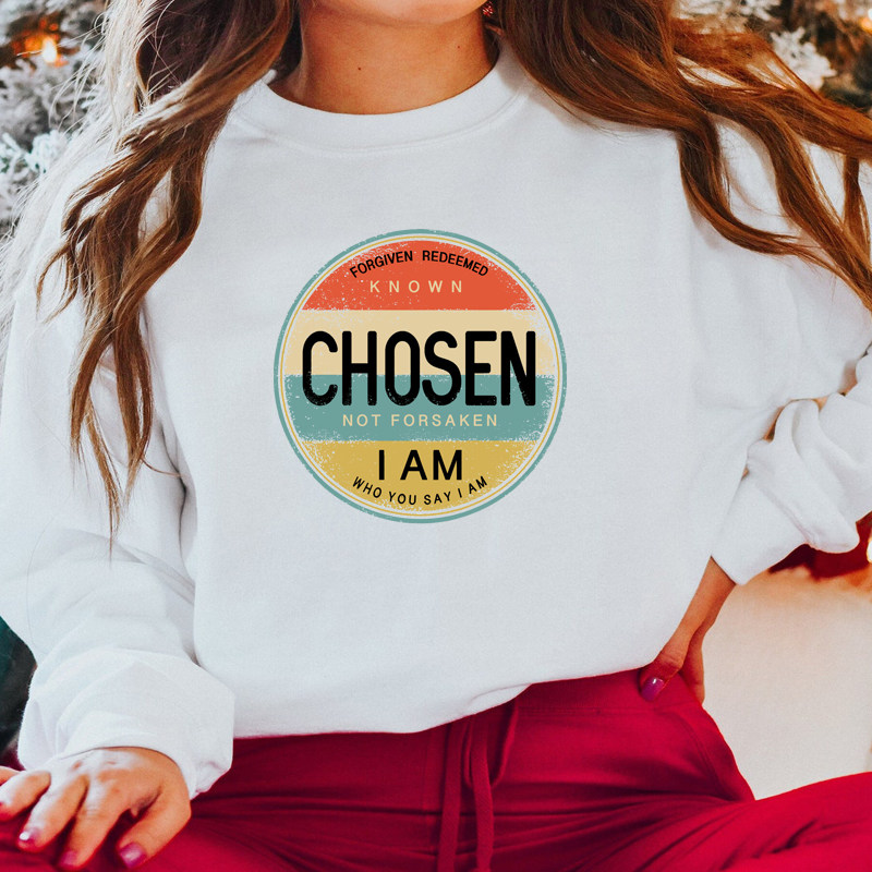 Chosen Bible Verse Sweatshirt Women Hoodies复古长袖女卫衣