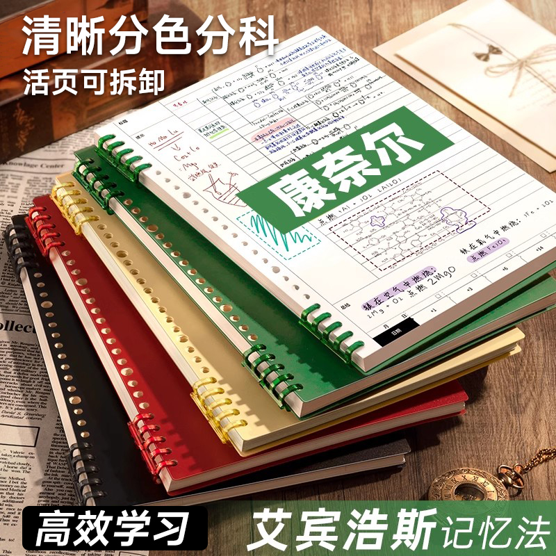 【天猫正品】康奈尔错题本活页笔记本子5r高效记忆法b5方网格大学生考研法考公学习专用错题集分类本初高中生