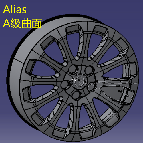 5米车轮辋a级曲面alias含参带建模过程3d三维几何数模型igs轮辋