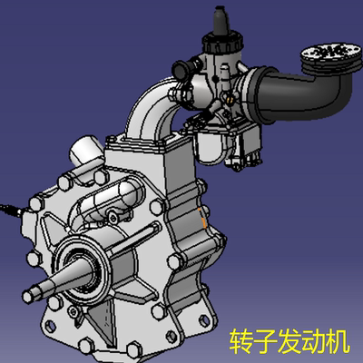 二冲程转子发动机3D三维几何数模型旋转发动机引擎内燃机进排气