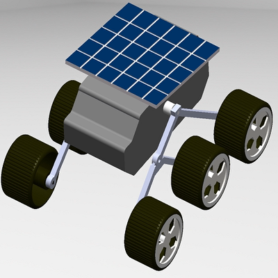 40cm6轮太阳能充电池探月球电动小车3D三维几何数模型Solidworks