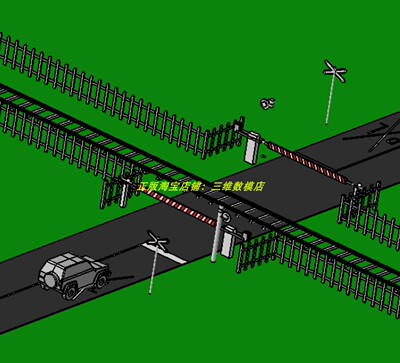 铁路道口信号灯围栏杆汽车 Inventor含参 3D三维模型几何数模建模