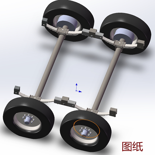 汽车货车钢板弹簧悬架悬挂3d三维几何数模型车轴车轮胎stp图纸