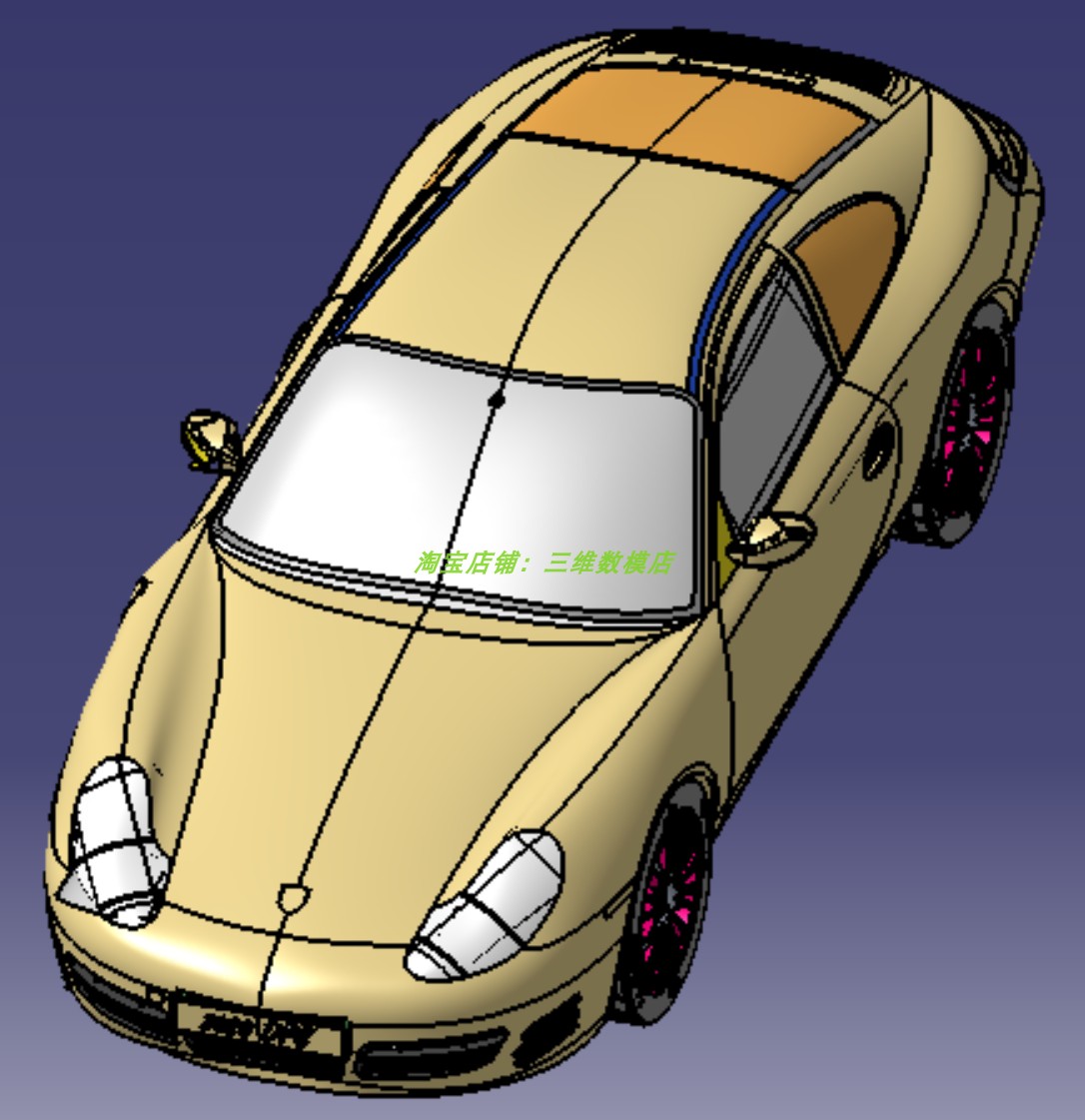 保时捷911轿跑车carrera汽车身曲面3D三维几何数模型座椅内外饰-封面