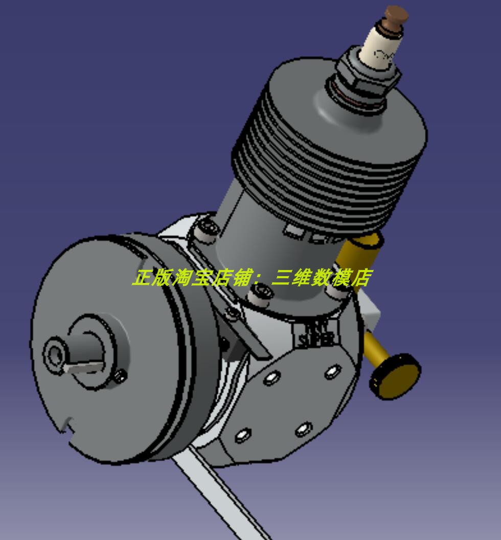 13厘米微型单缸汽油发动机火花塞曲柄轴连杆飞机3D三维几何数模型