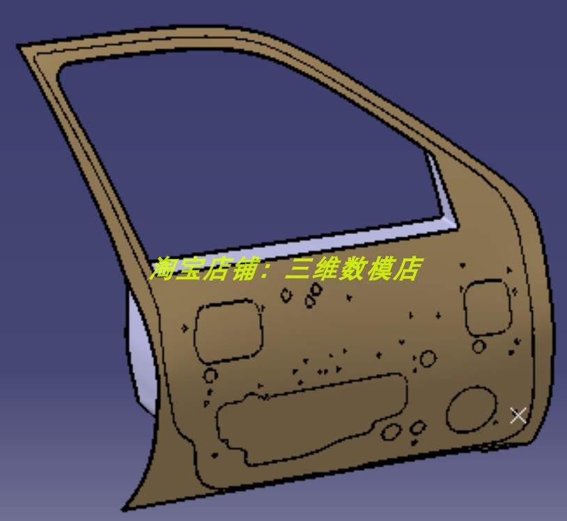 汽车轿车右侧右前车门钣金外观3D三维几何数模型stp简化外壳实体