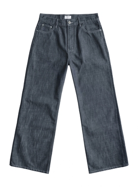 COPYPASTER 抄集 明线秋季复古原牛微喇宽松灰蓝色普洗牛仔裤14oz