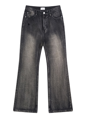 COPYPASTER 007 莫兰迪黑土地 水洗做旧大地旱裂纹路微喇黑牛仔裤