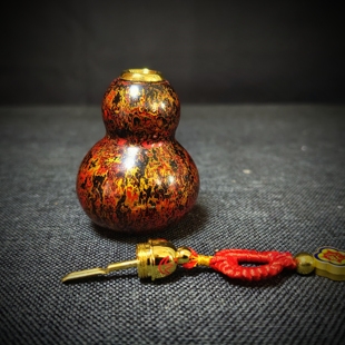 非遗鎏金大漆葫芦鼻烟壶高档精致文玩手工鼻烟瓶手把件特色小礼物