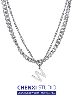 CHENXI欧美风街头项链男女个性嘻哈潮牌复古吊坠百搭情侣毛衣链