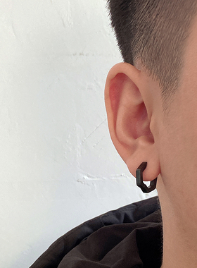 CHEN XI耳环男潮钛钢黑色银色耳饰男士耳钉高级感冷淡风