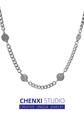 CHENXI喜怒哀乐项链男女ins冷淡风个性潮酷嘻哈简约钛钢情侣配饰
