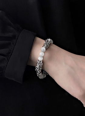 CHEN XI 中性拼接高级感猫眼石手链女小众设计轻奢ins冷淡风配饰