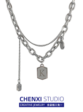 CHEN XI中性叠戴吊坠项链女秋冬小众设计感ins冷淡风网红锁骨链男