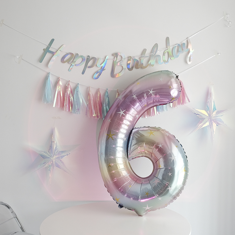 梦幻星星渐变40寸生日数字气球
