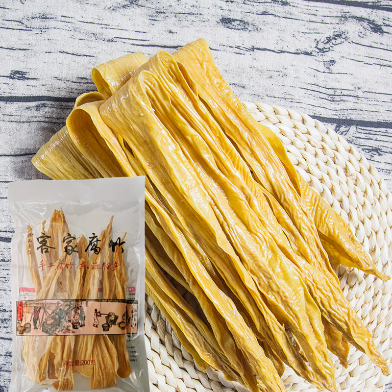 广东河源客家特产纯手工腐竹新鲜豆腐皮干货袋装200g