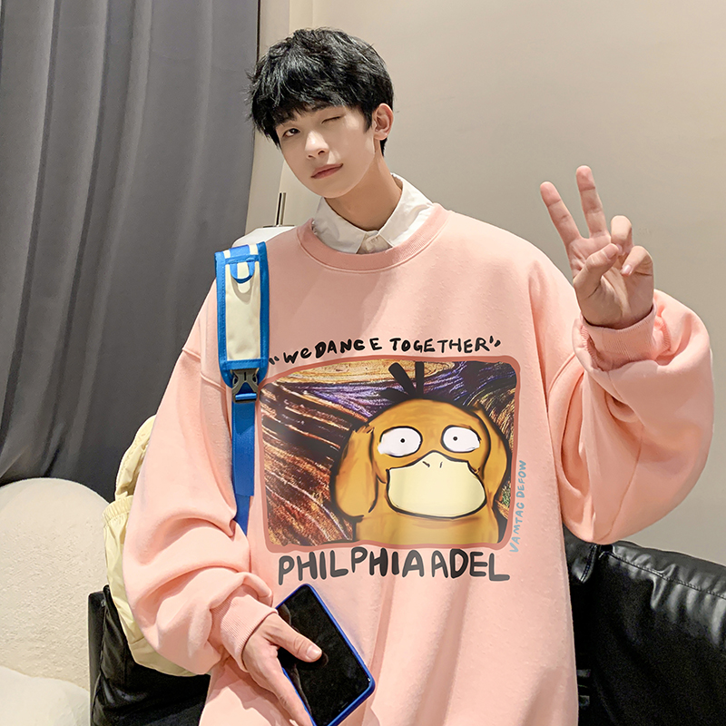 2025秋季新款宽松大码港风潮流卡通印花男士圆领卫衣WY2261-P43，男装卫衣，电商B295