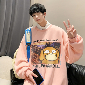 2025秋季新款宽松大码港风潮流卡通印花男士圆领卫衣WY2261-P43，男装卫衣，电商B295