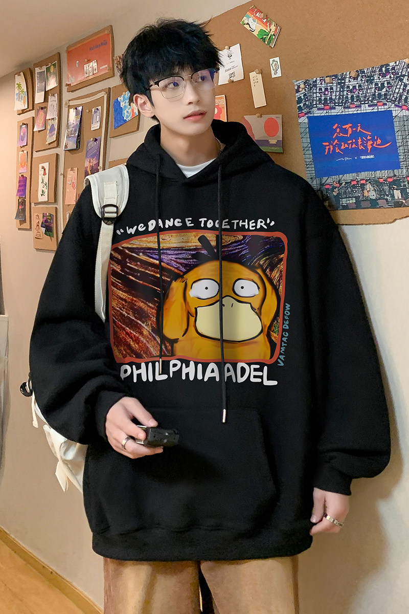 抖音供货！港风潮流连帽卫衣男大码卡通印花宽松外套男LM6103-P48,女装短外套,电商B295